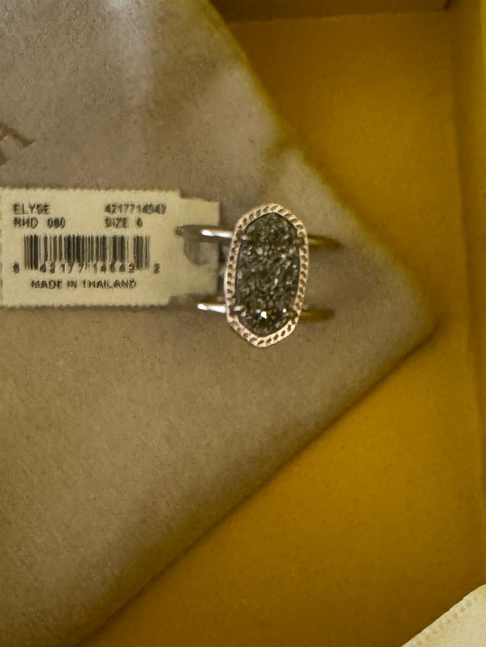 Kendra Scott “Elyse” Druzy Stone Ring. Perfect condition! ~ NWT ~ Size 6. 🩶🪩